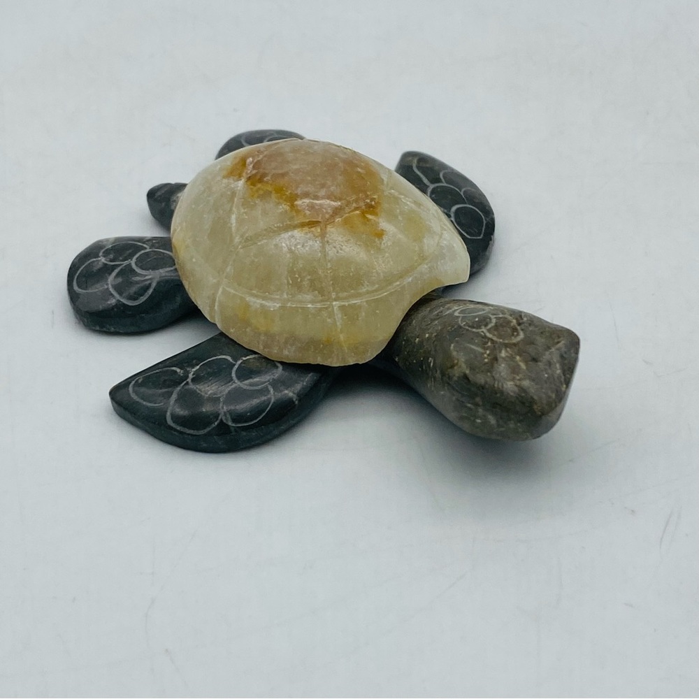 3 1/2 inch Hand carved Onyx & Marble Turtle Fair Trade Ecuador